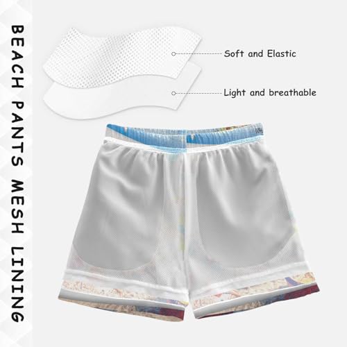 Kids Swim Trunks, Anti Chafe Swim Trunks for Boys 2 T, Piece Ocean Shore4