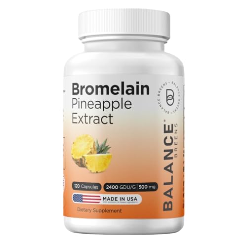 Balancebreens Bromelain 500mg Veggie Caps 2400 GDU Pineapple Extract Supplement for Joint Support Natural Swelling Support and Healthy Digestion 120 Capsules Made in USA