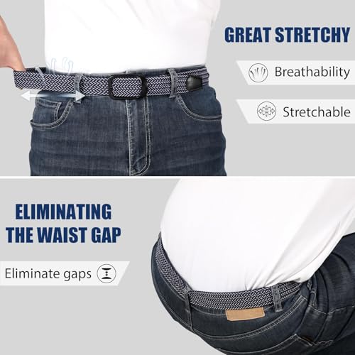 Image of JASGOOD Stretch Belt for Men, Men Women Elastic Woven Braided Belt 1 3 /8 Casual Belt Golf Belt for Jeans Pants