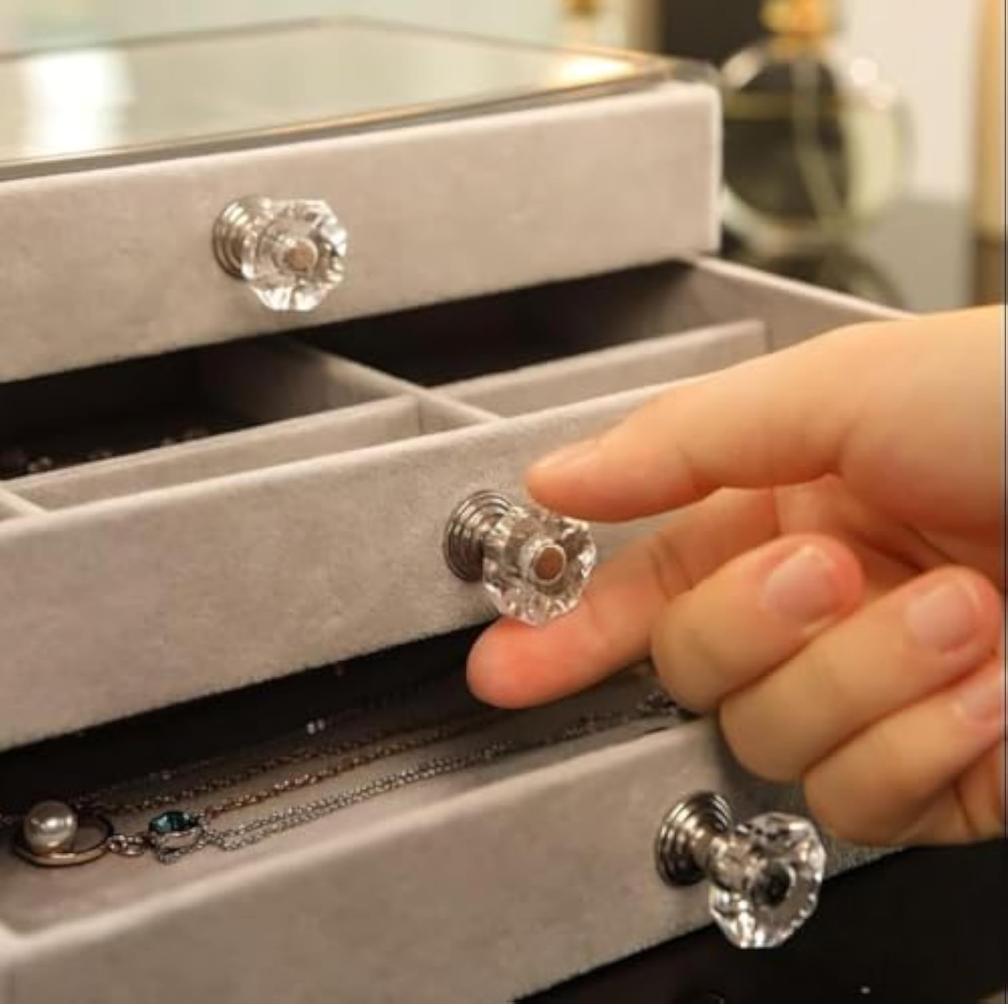 Clear Acrylic Jewellery Box Organiser with 3 Drawers