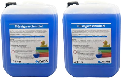 FABA Flüssigwaschmittel Konzentrat 2 x 10 L blau Universal Color gratis Auslaufhilfe