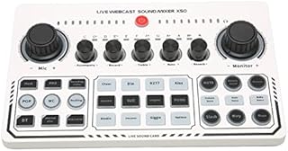 Bewinner X50 Live Sound Card, 12 Warm Up Sound Effects One Touch Mute USB External Sound Card DJ Mixer for Live Streaming, PC, Recording