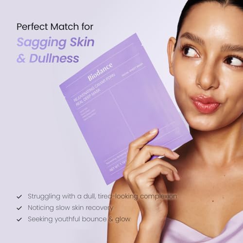 Image of BIODANCE Rejuvenating Caviar PDRN Real Deep Mask, Overnight Hydrogel Face Mask, Skin Firming, Radiance, Enhancing Skin Recovery, Korean Skin Care, Self Care Gifts for Women | 1.19oz(34g) x 4ea