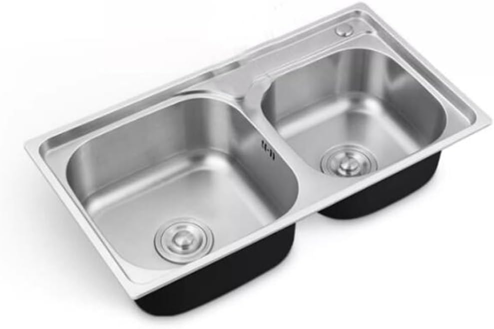 Double Bowl Kitchen Sink - Undermount or Drop-in Design with Drain Pipe for Easy Installation - Perfect for Modern Kitchen Spaces