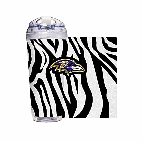 Image of Rico Industries NFL Football Glitter 24oz Acrylic Glitter Tumbler with Hinged Lid, Officially Licensed Double Wall Tumbler with Straw