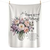 DesiDD Happy 102nd Birthday Blanket for Women - 102 Year Old Gifts for Her - 50x60 Inch Sherpa Fleece Throw Blanket - Floral Vase with Quote - Birthday Present for Grandma Nana Mother