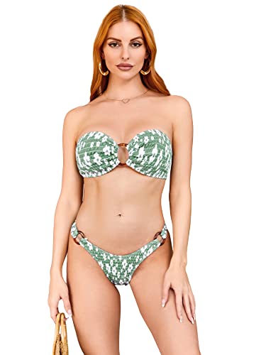 Bikini Maillot De Bain Vert Fleuri XL : Fini les Traces de Bretelles avec ce 2 Pièces