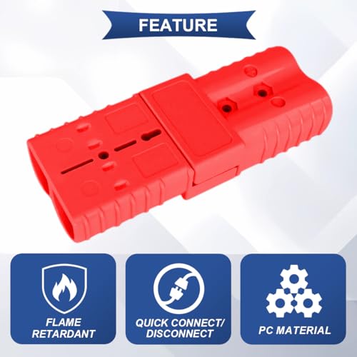 Xiatiaosann 2 sztuki przyłącza akumulatora 175 A, Quick Connect, szybkozłączka 600 V, 0-4 G, kabel do akumulatora (czerwony) z uszczelką, gumowe, zatyczki chroniące przed kurzem