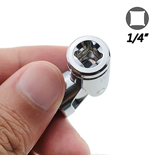 Mutai 1/4Inch U-Joint 2Pcs 1/4 Inch Silver Drive Spring Loaded Universal Joint Sockets #TOP2