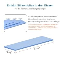 ADWITS 36er Pack Sortierte Dicke 0,5 1,0 1,5 mm Wärmeleitende Silikonpads mit 6,0 W/mk Wärmeleitfähigkeit, Soft Safe Einfach anzuwenden für SSD-CPU-GPU-LED-IC-Chipsatzkühlung -Blau – Ansicht 3