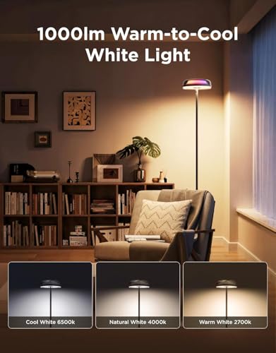 Govee Uplighter Floor Lamps Tri-Zone Independent, RGBIC Warm&Cold White Ripple Lighting Lamp Works with Matter and Alexa, 80+Scene Modes, 1000 LM, 2700-6500K, Ideal for Living Room, Bedroom, Office - Image 5