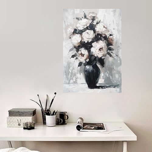 Toile non tissée art abstrait floral blanc FJASKER tableau moderne decoration sans cadre