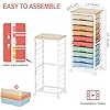 SYKIARIOL Rolling Cart with Drawers,10 Drawer Rolling Cart,Storage Cart with Wheels,Utility Cart with Drawers,Teacher Cart for Classroom Storage,Craft Cart with Wheels and Wooden Tabletop,Rainbow