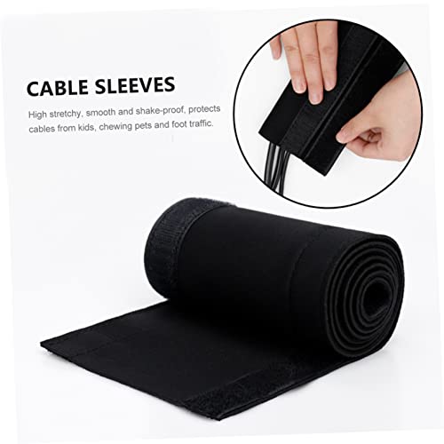 Cable Management Sleeve para cables de computadora, organizador de cables flexible de neopreno para escritorio, ocultador de cables bajo escritorio, negro miniatura 3