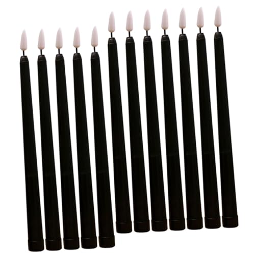 Bougies coniques LED sans danger pour enfants et animaux noir 12x