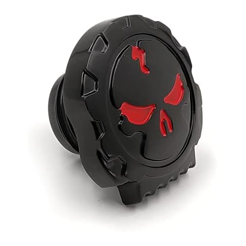 HTTMT- Replacement of Motorcycle Skull Fuel Gas Tank Cap Black For Harley Dyna Softail Sportster 84-15 Cover