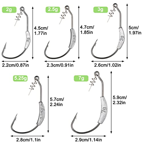 Twistlock Weighted Hooks, 25Pcs Fishing Swimbait Hooks For Soft Plastics Weedless Weighted Worm Hooks With Centering Pin Saltwater Freshwater Bass Fishing Hooks #TOP2