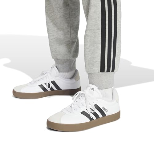 Adidas Uomo Essential Three Stripes Fleece Pant, Medium Grey Heather/Black, M - 5