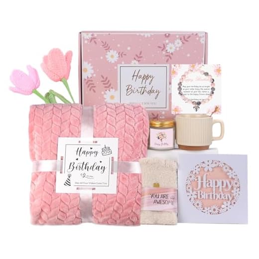 Presentes de aniversário para mulheres, amizade, cesta exclusiva de presentes de feliz aniversário para mãe, melhor amiga, irmã, esposa, namorada, rosa, conjunto de presentes de spa relaxante para