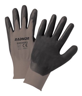 Radnor X-Large Black Foam Nitrile Palm Coated Gloves With 13 Gauge Gray Seamless Nylon Liner