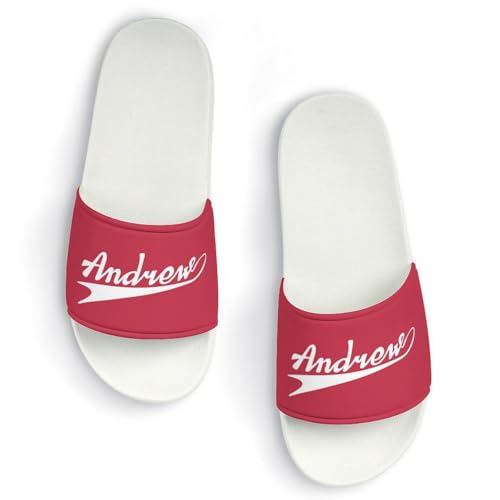 Custom Sports Slides Personalized Slippers - Baseball Sandals Quick Drying Softball Slippers Indoor Outdoor,Gifts for Men Youth Boy (White,Style 44)