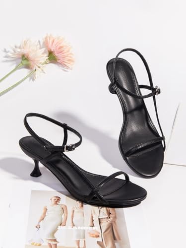 Image of Coutgo Womens Strappy Heeled Sandals Kitten Low Heel Open Toe Ankle Strap Party Wedding Dress Shoes