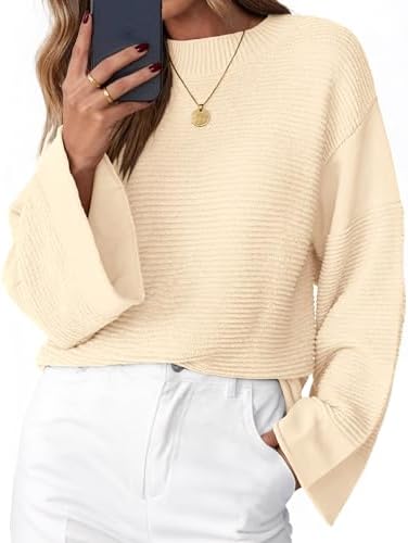 KIRUNDO Oversized Sweaters for Women Ribbed Knit Chunky Long Sleeve Tunic Sweater Pullover Tops Fall Winter Clothing