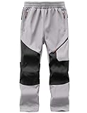 Ragazze del Ragazzo della Gioventù Outdoor Mountain Antivento Impermeabile Ski Bibs Soft Shell Casual Outdoor Hiking Pants Sci Snow Pants-Light Gray+black-122-128