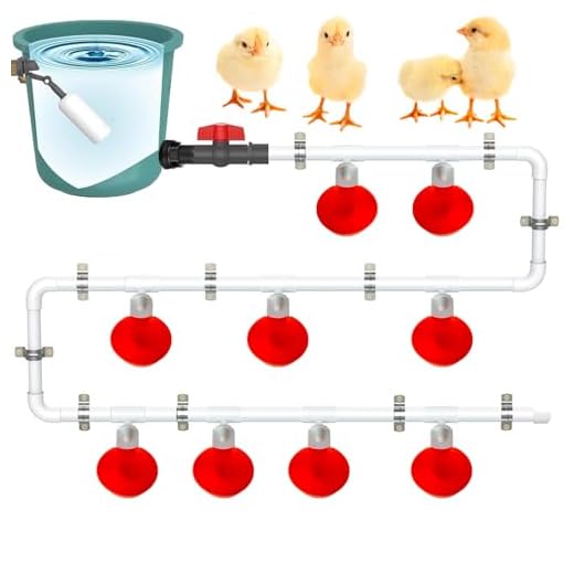 Automatischer Hühnertränker, Wassertränke Hühner mit 9 Trinkbechern und 10 Wasserrohren Automatische Geflügeltränke für Küken, Hühner, Enten und Gänse