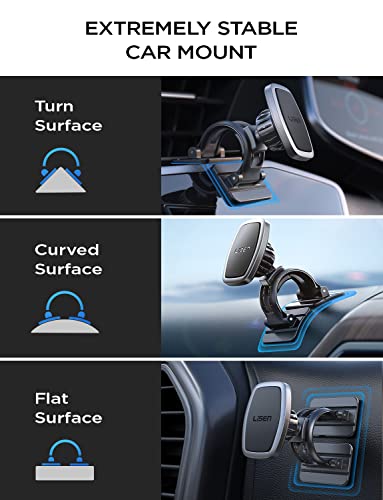 Lisen Magnetic Phone Holder For Car Fit Curved Surfaces Car Phone Holder Mount Flexible & Stable Dashboard Magnetic Phone Car Mount With 3 Metal Plates Fit All Iphone 14/13/12/11,Pro,Pro Max,Android #TOP2