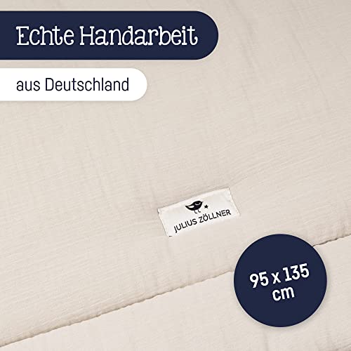 Julius Zöllner Musselin Krabbeldecke| Gr. 95x135 cm | Made in Germany | 100% Baumwollmusselin| OEKO-TEX® STANDARD 100 | Sand