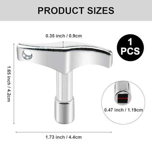 MARRTEUM 1 Pcs Drum Tuner Key, Universal Stainless Steel Drill Bit Drum Key Tuning Tool Keychain for Electronic Drums and Acoustic, Enhanced Drum Tuning (Silver Quadrilateral)