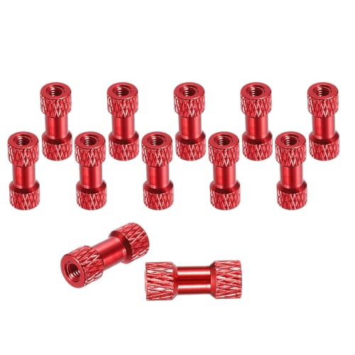 Image of sourcing map 12 Pcs M3 x 15mm Knurled Aluminum Standoff Double-Head Spacer Column for FPV Drone RC Airplane Racing Car Simracing, Red