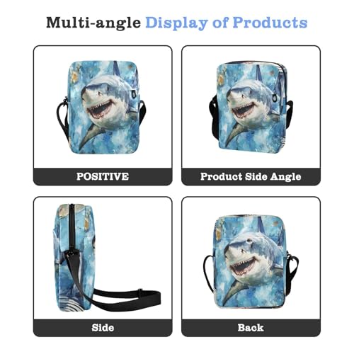 men's messenger bag cross body bag cross body purses for women Adjustable Strap for outdoor sports outdoor sports- Painting Style Shark4