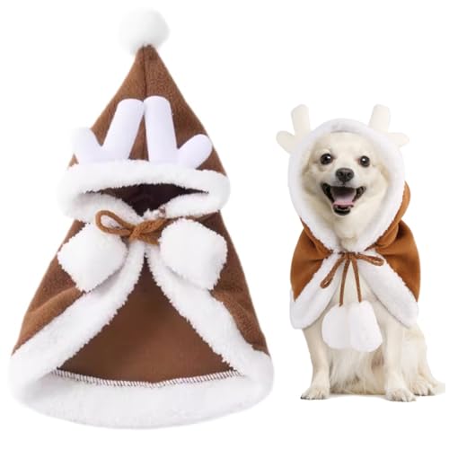 GXGM Vestiti dell'animale Domestico Abbigliamento di Natale per Animali, Vestito Natale Gatto Cane con cappellino da Babbo Natale Per Cani Gatto(C)