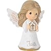Precious Moments 252428 Faith Mini Angel Figurine Holding Cross, Inspirational Resin Angel with Peach Wing Accents, Religious Gift for Communion or Confirmation