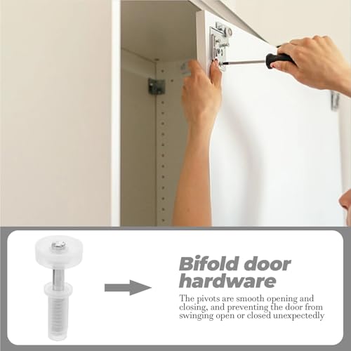 Kit de herrajes para puerta de clóset con 18 rodillos y pivotes para puertas plegables de acero inoxidable y plástico miniatura 3