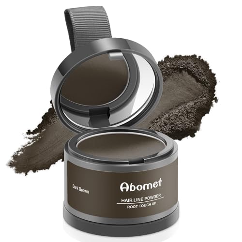 Abomet Root Touch Up Instantly Gray Hair Coverage Hairline Powder, Dark Brown, for Women Men, Hair Fibers For Thinning Hair