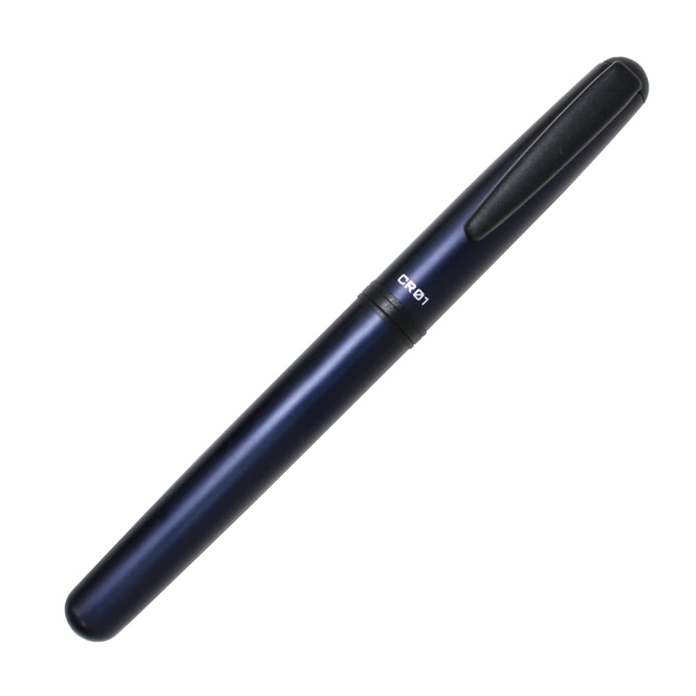 OHTO CR01 Ceramic Roller Ballpoint Pen, 0.5mm Fine Point, Thick Aluminum Barrel with Brass Components, Matte Blue, Water-Based Black Ink, CR01-05-MBL