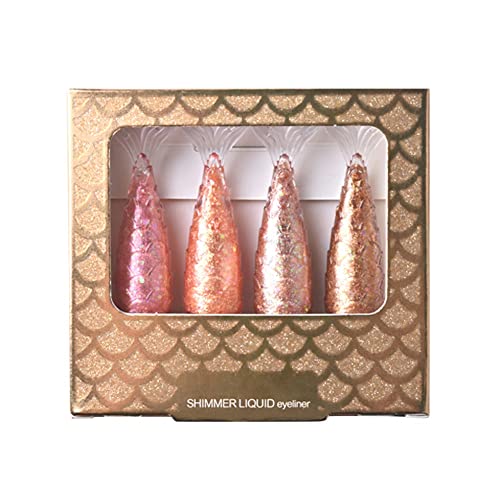 Ofanyia 4Pcs Shimmer Liquid Eye Shadow Set Long Lasting Shimmer Liquid Eye Shadow Liquid Glitter Eyeshadow Quick-drying Waterproof Eye shadow Set Gift for Womens
