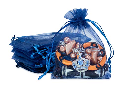 TheDisplayGuys 100-Pack 3 x 4" Organza Gift Bags, Jewelry Bags - Navy Blue