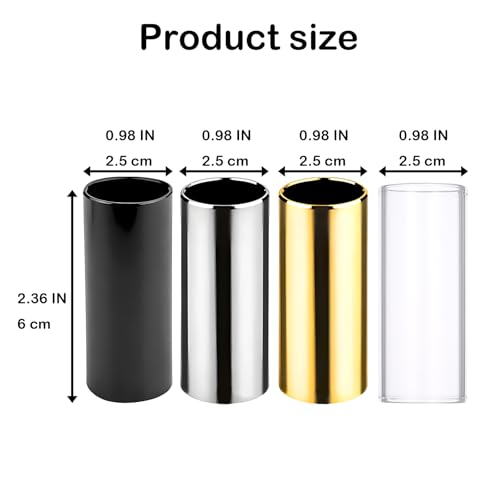 57lilina 1 Pack Guitar Slide Ring, Medium Glass Finger Guitar Slides Tube for Electric Acoustic