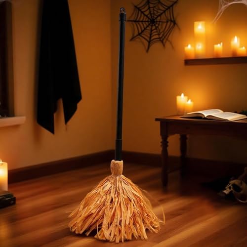 Escoba de Halloween en movimiento con luces led para cosplay y decoración iluminada exterior 4