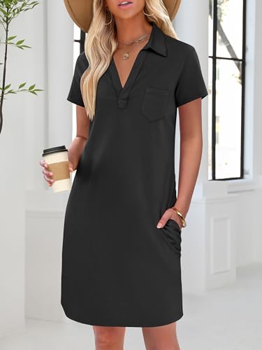 ANRABESS Womens Casual Summer T Shirt Dress Short Sleeve V Neck Mini Shift Dresses 2025 Fashion Vacation Travel Outfit3