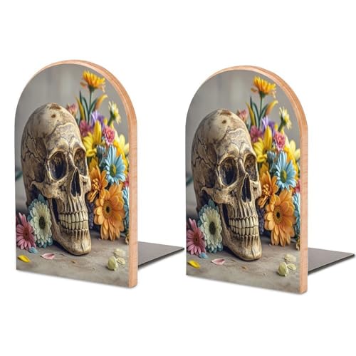 Sujetalibros de calavera resistente para evitar caídas de libros en estanterías 2