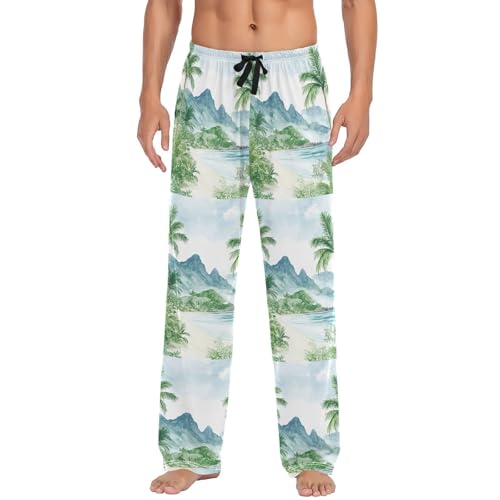 Pantalon de pyjama homme motif palmiers idéal pour vos matins détente