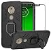Produktbild Y&EU Hülle für Motorola Moto G7 Play mit schutzfolie, Hybrid Rüstung Defender Ganzkörperschutz Heavy Duty Hard Bumper Silikon Handyhülle stossfest Schutzhülle Case Tasche mit Kickstand, Schwarz