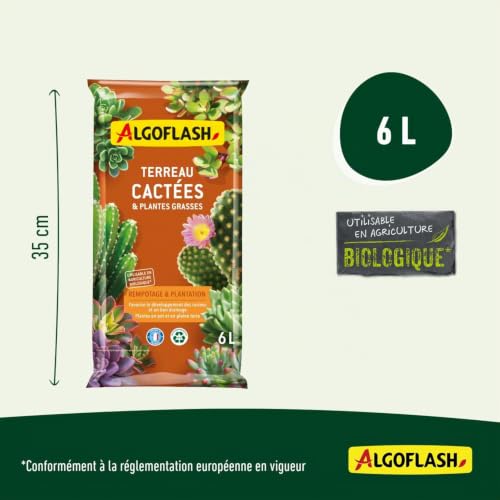 Algoflash Terreau Cactées et Plantes Grasses, Utilisable en Agriculture Biologique - 6 L, Marron (Lot de 2) – vue 4