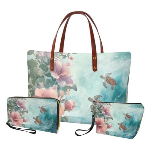 Image of Top Handle Purse for Women, Large Tote Handbag With PU Wallet Set, Gift for Mom