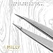 By MILLY Pointed Tweezers | High Carbon Stainless Steel Needle Nose | Fine Point Precision Hair Removal | Perfectly Aligned & Hand-Filed Sharp | Silver